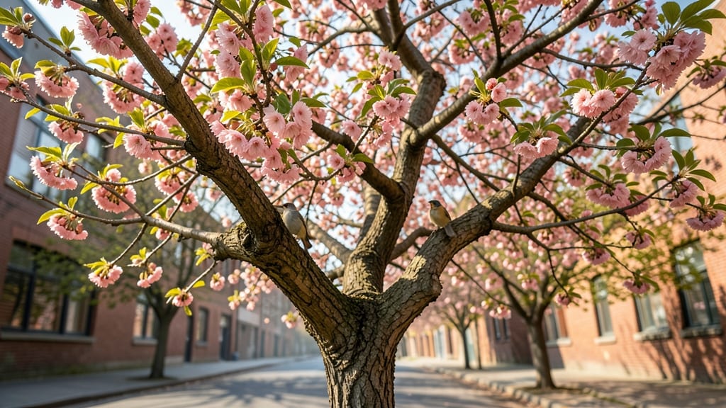 Crabapple Trees with Blushing Pink Blossoms