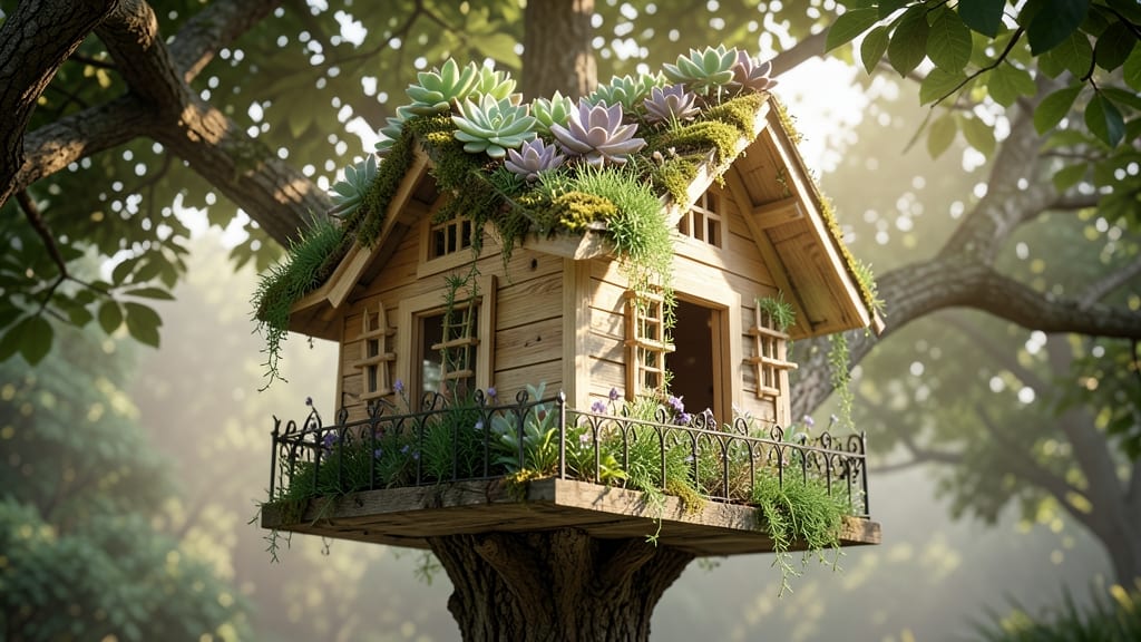 Fairy Treehouse with a Rooftop Garden