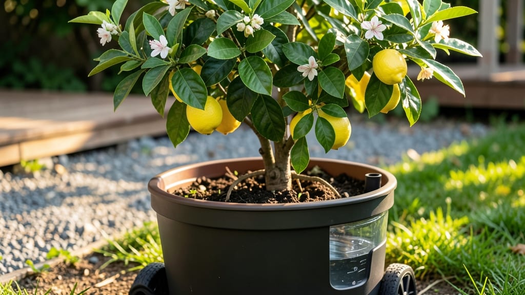 Self-Watering Rolling Citrus Tree Planter: Effortless Year-Round Fruit Harvesting