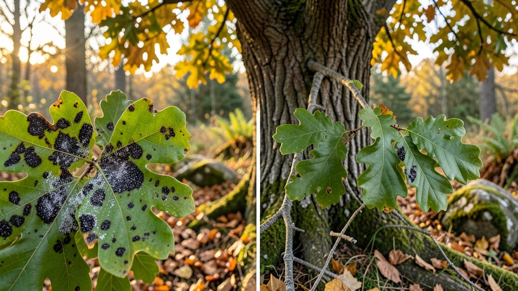 Oak Tree Leaves Growth: Fungal Blight or Mildew Identification Guide