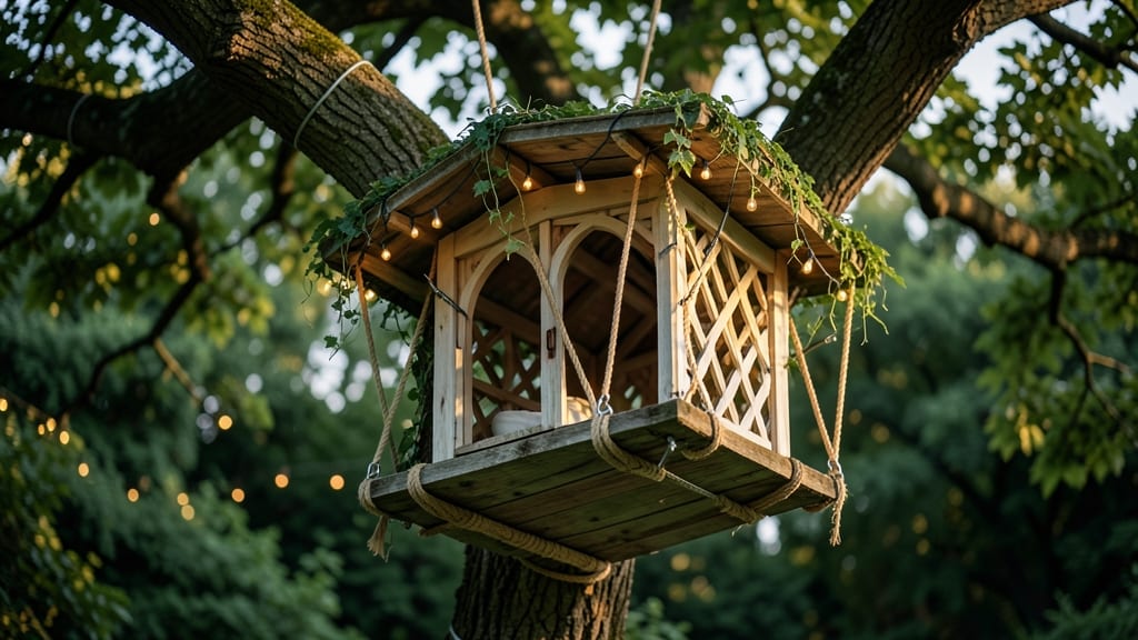 Hanging Treehouse from a Strong Tree Branch