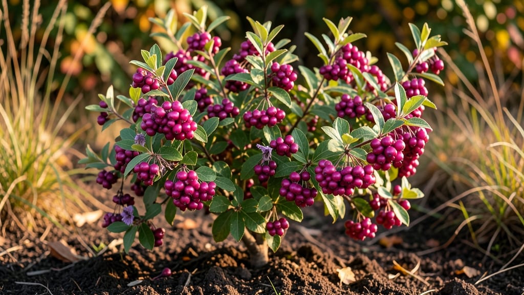 Tree With Purple Berries In Summer: Vibrant Focal Point For Pollinator Gardens